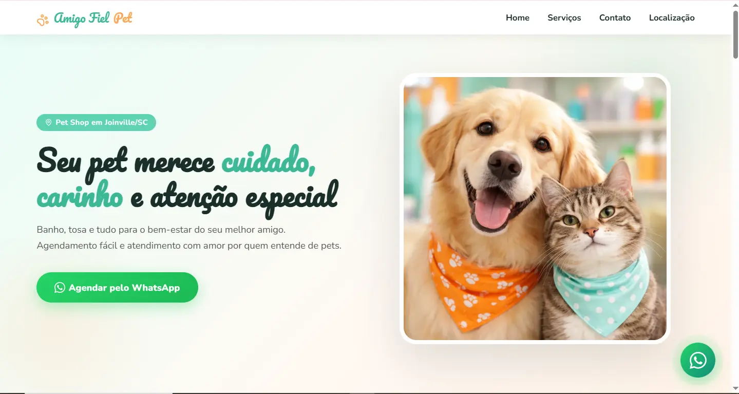 Amigo Fiel Pet Shop – site criado por Antônio Neto