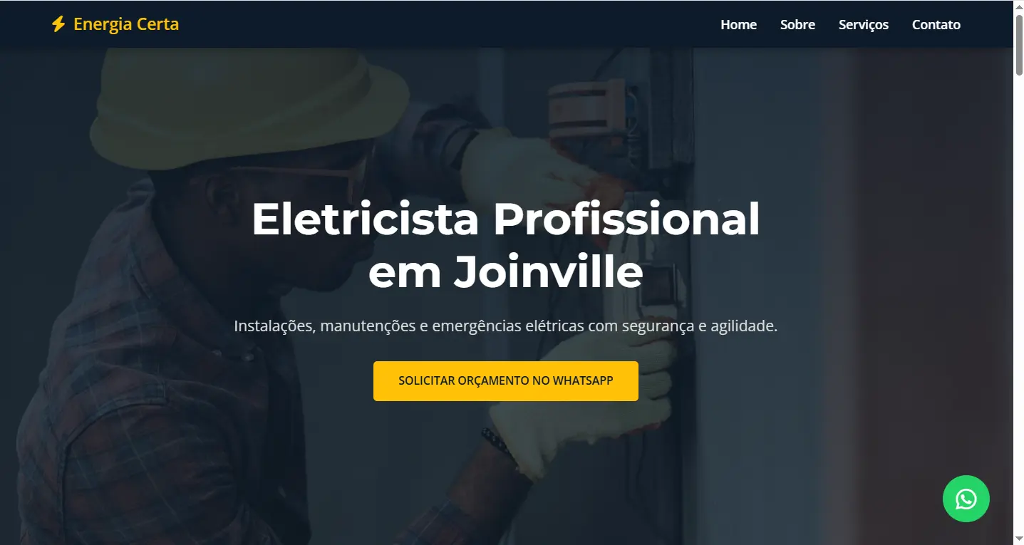 Energia Certa Elétrica – site criado por Antônio Neto